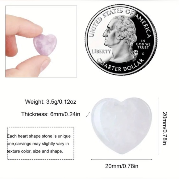 🌟 BEAUTIFUL NEW 5 Piece Set Mix-Color Crystal Heart Stones🌟 - Picture 4 of 5